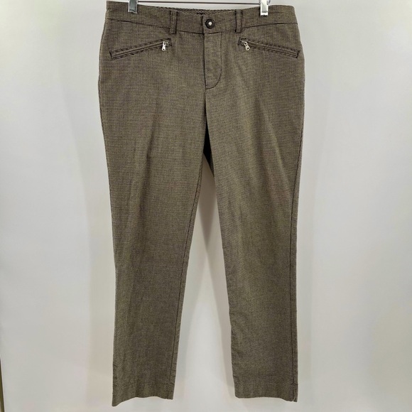 Lauren Ralph Lauren Herringbone Cotton Straight Leg Stretch Zipper Pockets Pant - Picture 1 of 13